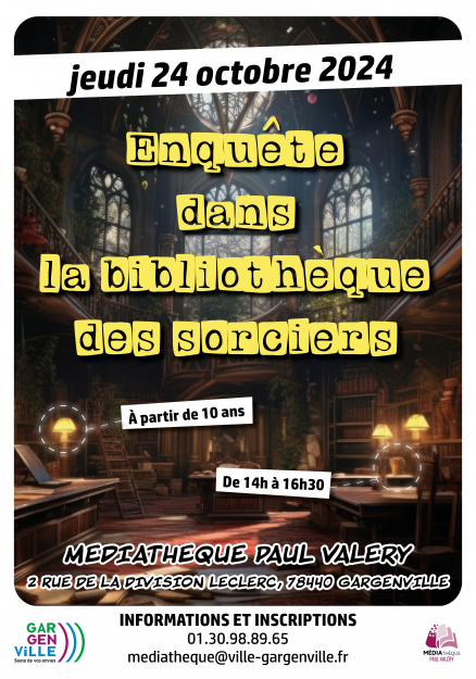 Affiche Enquête dans la bibliothèque des sorciers