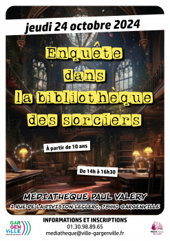 Affiche Enquête dans la bibliothèque des sorciers