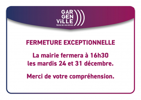 fermeture mairie 16h30 24 et 31-12